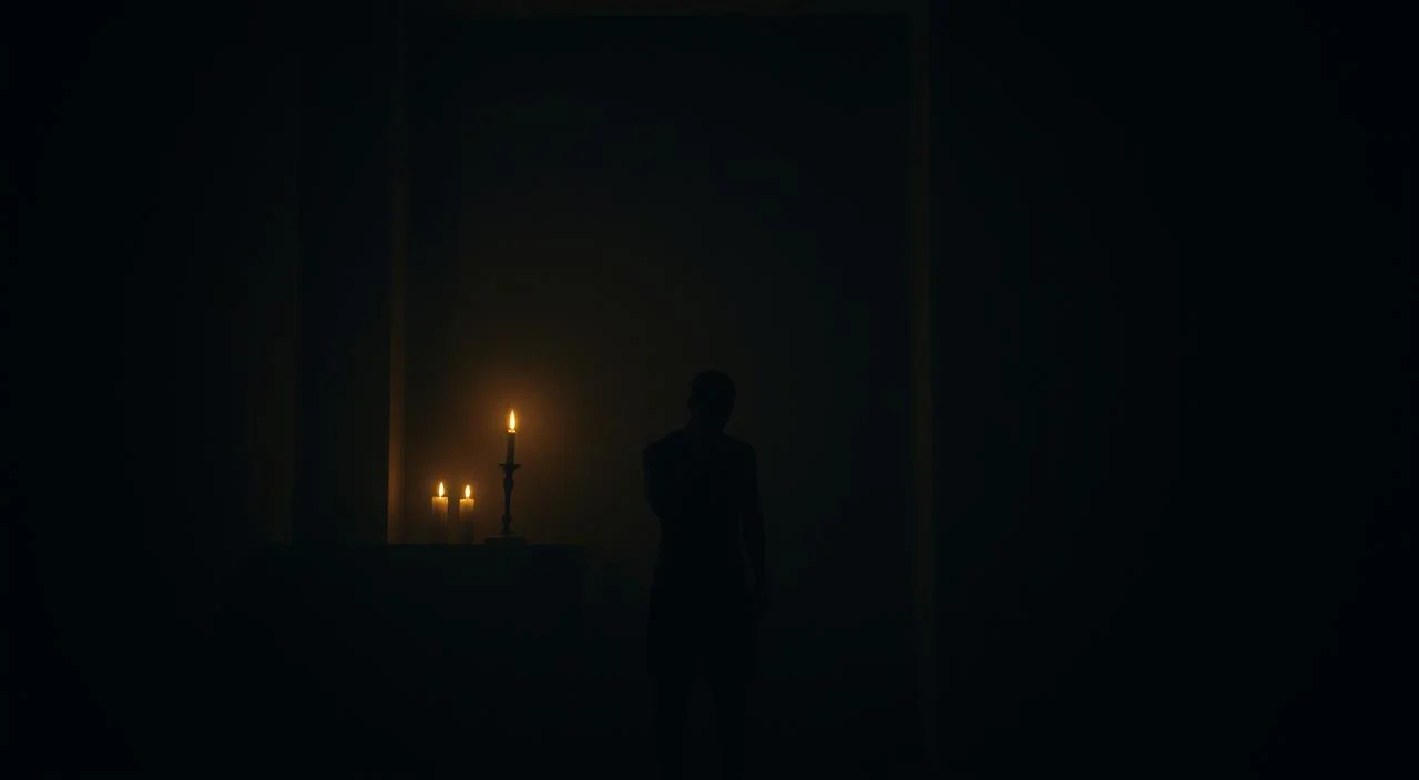 A dimly lit room, the walls adorned with shadows that seem to whisper judgment. In the center, a lone figure stands, their eyes downcast, shoulders hunched, consumed by the weight of perceived scrutiny. The air is thick with an oppressive atmosphere, a tangible sense of self-consciousness permeating the space. Soft, flickering candlelight casts an eerie glow, casting deep shadows that distort the individual's features, reflecting the distorted perception of their own self-worth. The scene conveys the palpable unease and insecurity that comes with the fear of being judged, a universal human experience rendered in a visually compelling and emotionally evocative manner.