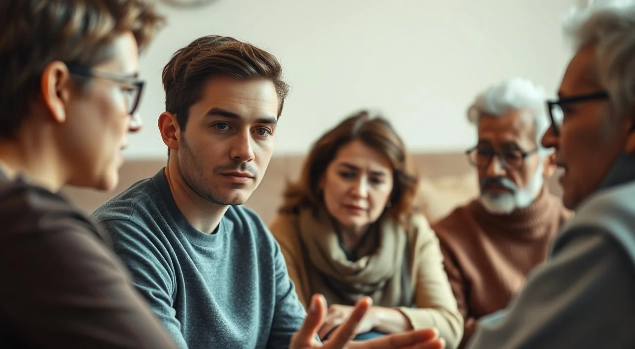 A diverse group of individuals from different walks of life, each engaging in thoughtful psychotherapy sessions. In the foreground, a young adult patient speaking earnestly with their therapist, a caring and attentive professional. In the middle ground, a middle-aged person reflecting introspectively, while an elderly individual listens intently. The background is softly blurred, evoking a sense of introspection and personal growth. The lighting is warm and soothing, creating an atmosphere of comfort and safety. Captured with a slightly wide-angle lens to convey the inclusive and expansive nature of the therapeutic experience. A diverse group of individuals from different walks of life, each engaging in thoughtful psychotherapy sessions. In the foreground, a young adult patient speaking earnestly with their therapist, a caring and attentive professional. In the middle ground, a middle-aged person reflecting introspectively, while an elderly individual listens intently. The background is softly blurred, evoking a sense of introspection and personal growth. The lighting is warm and soothing, creating an atmosphere of comfort and safety. Captured with a slightly wide-angle lens to convey the inclusive and expansive nature of the therapeutic experience.